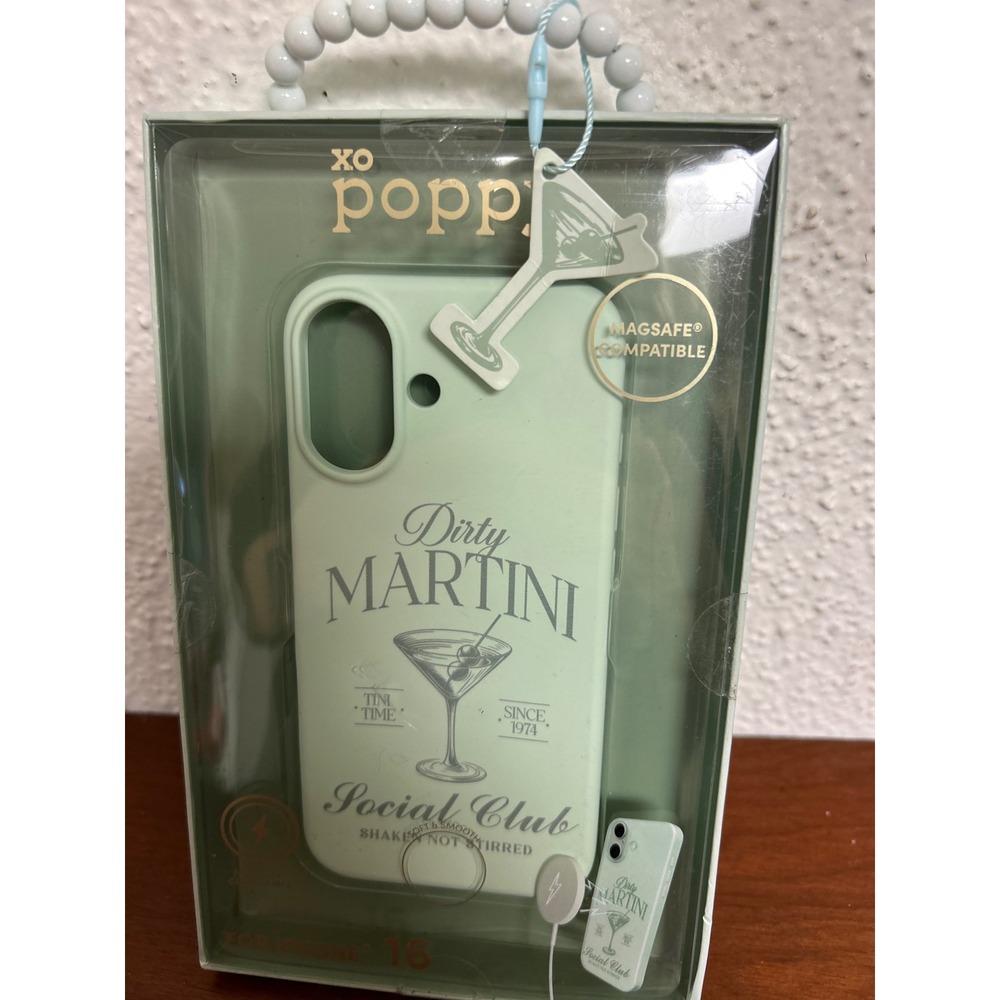 XO Poppy iPhone 16 Case MagSafe Dirty Martini Social Club Silicone Green